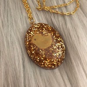 Ritzee Rebel Gold Glitter Resin Chick Necklace 🐥